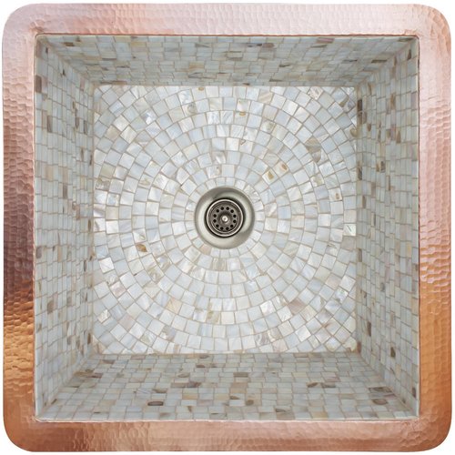 Linkasink Bathroom Sinks - Mosaic - V008 Square Mosaic - Natural White Mother of Pearl Tile